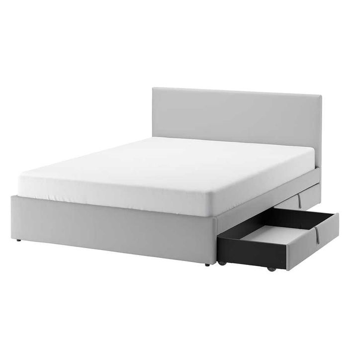 GLADSTAD
Cama estofada c/2 caixas arrum, Kabusa cinz clr, 160x200 cm