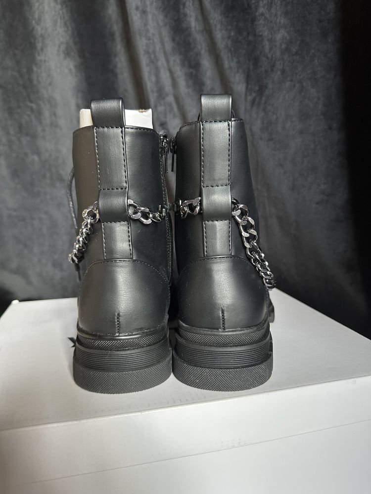 Yourturn botki sznurowane łańcuch 38 buty czarne traktory zalando