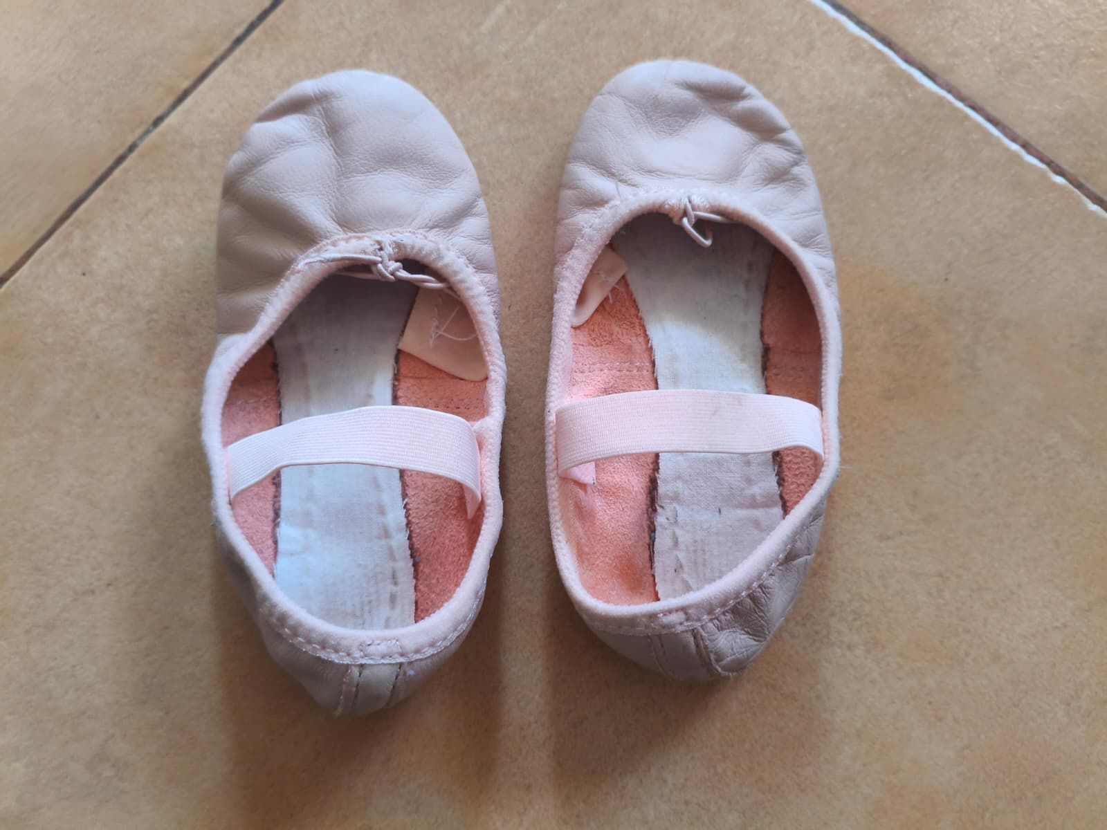 Sapatilhas de Meia-Ponta de Ballet em Couro Sola Inteira Criança Rosa