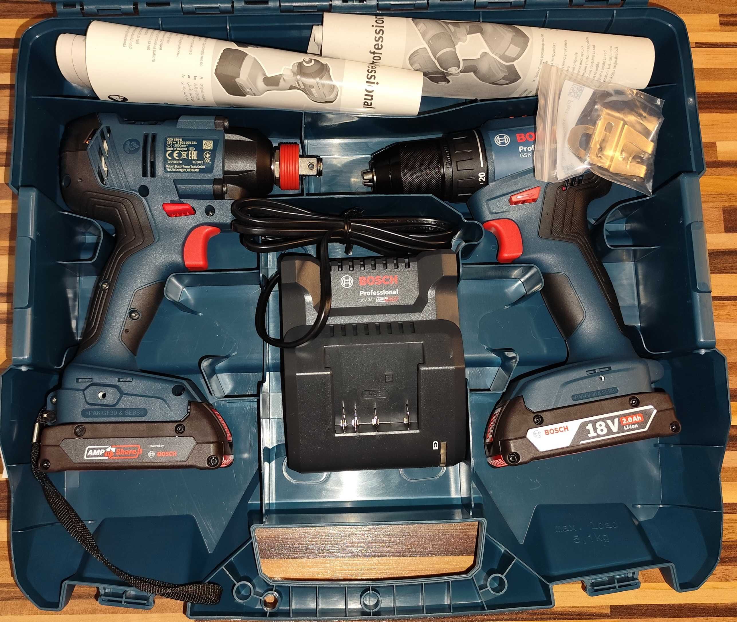 Wkrętarka i klucz udarowy bosch zestaw GSR 185-Li i GDX 180-Li 18v