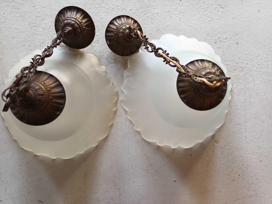 Zabytkowe lampy mosiężne - 2 szt.  - antyki