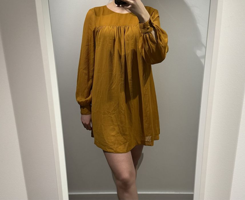 Sukienka tunika musztardowa