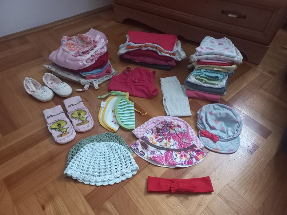 Paka ubrań 74 6-9m-cy dziewczynka wiosna-lato 36szt 2