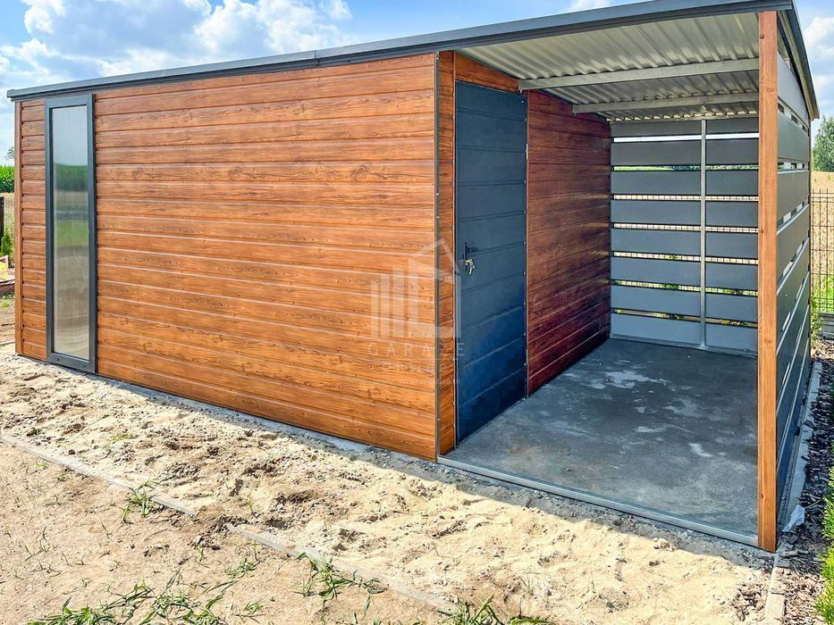 Schowek Domek Ogrodowy 4X3M + Wiata 2M Drzwi Okno Dach Spad Id805