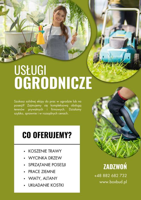 Usługi Ogrodnicze | Koszenie • Wycinka • Sprzątanie • Kostka • Wiaty