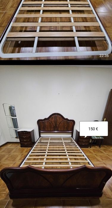 Cama de casal em madeira maciça