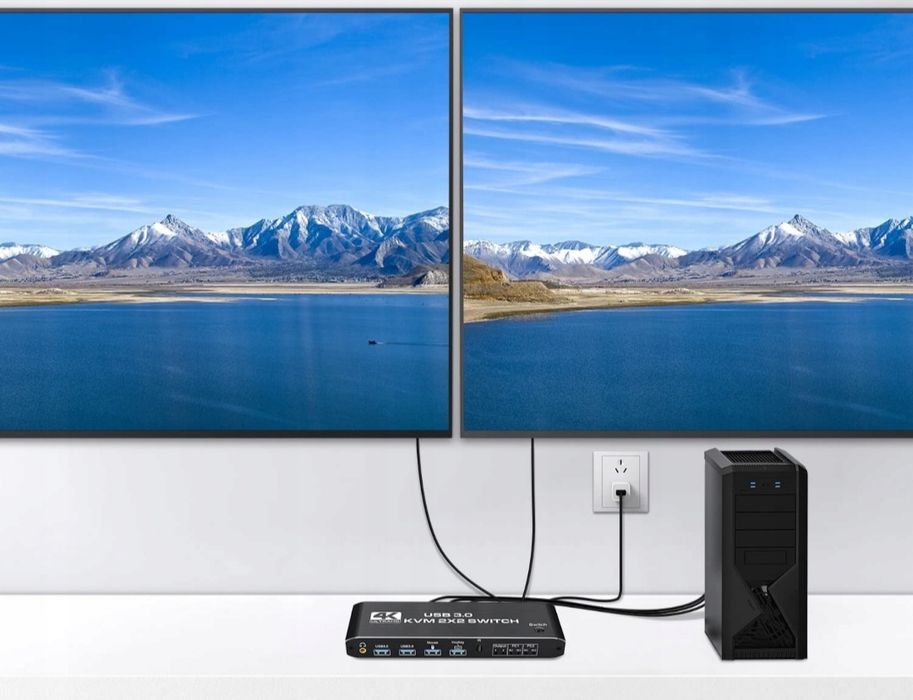 Przełącznik KVM 2x2 HDMI 4K 60Hz Podwójny monitor KVM HDMI switch