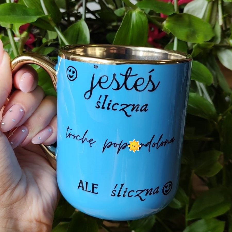 Nasamipl Kubek Elegant różowy Jesteś śliczna trochę 330ml