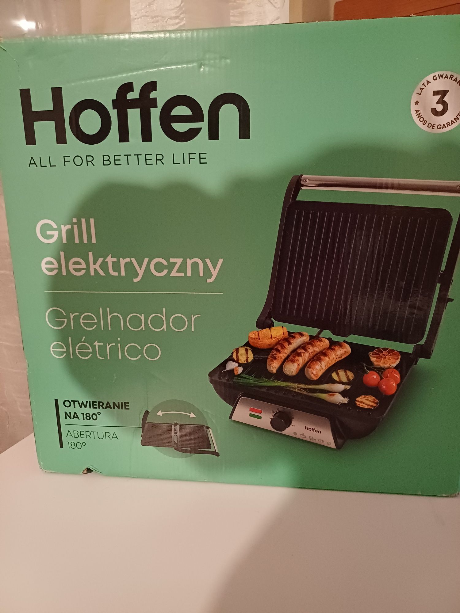 Grill elektryczny 180°, 2000 W, nowy, Hoffen gwarancja