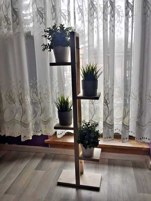 DREWNIANY kwietnik, stojak ogrodowy, półka