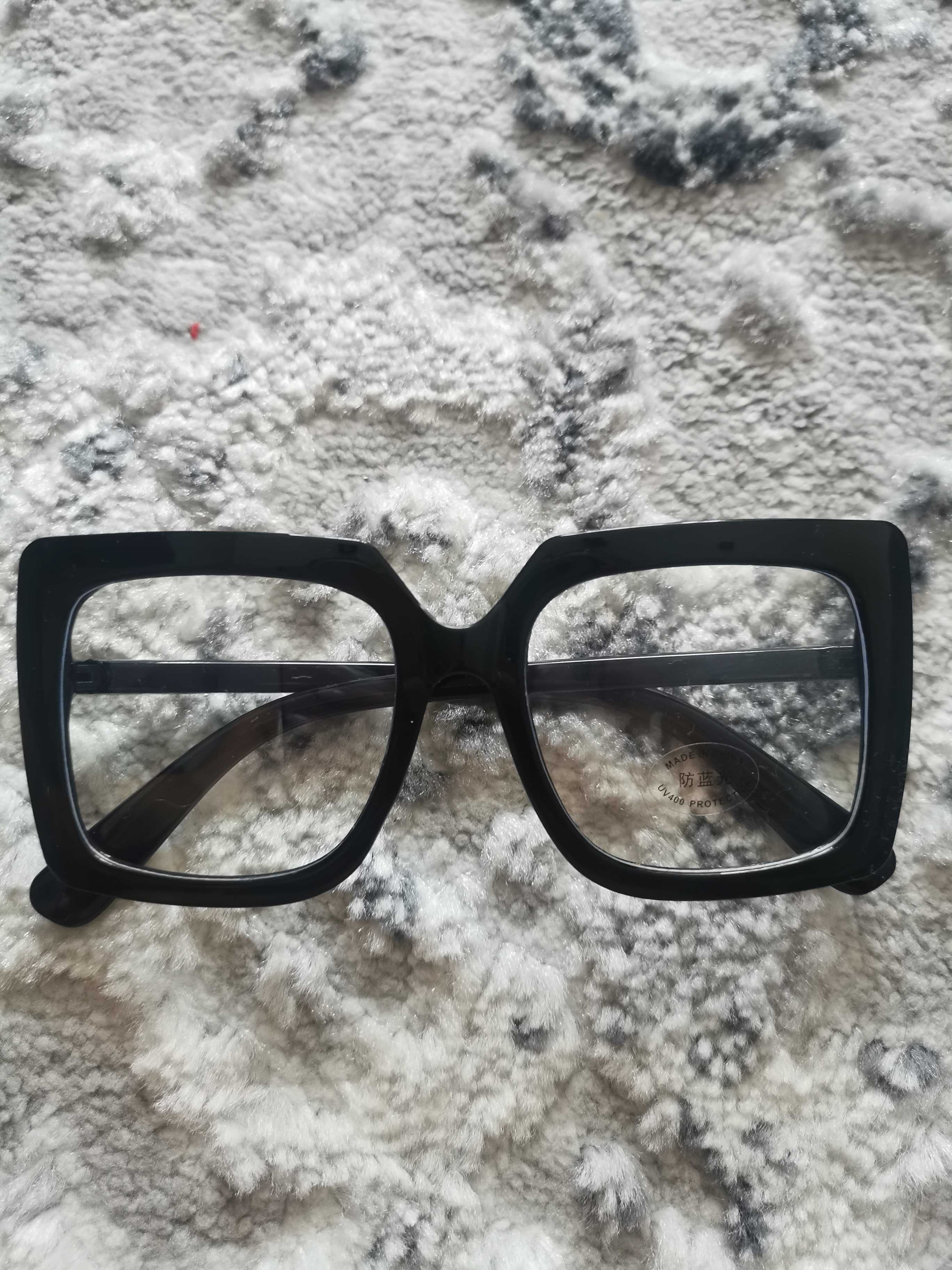 Czarne duże oprawki okulary damskie zerówki
