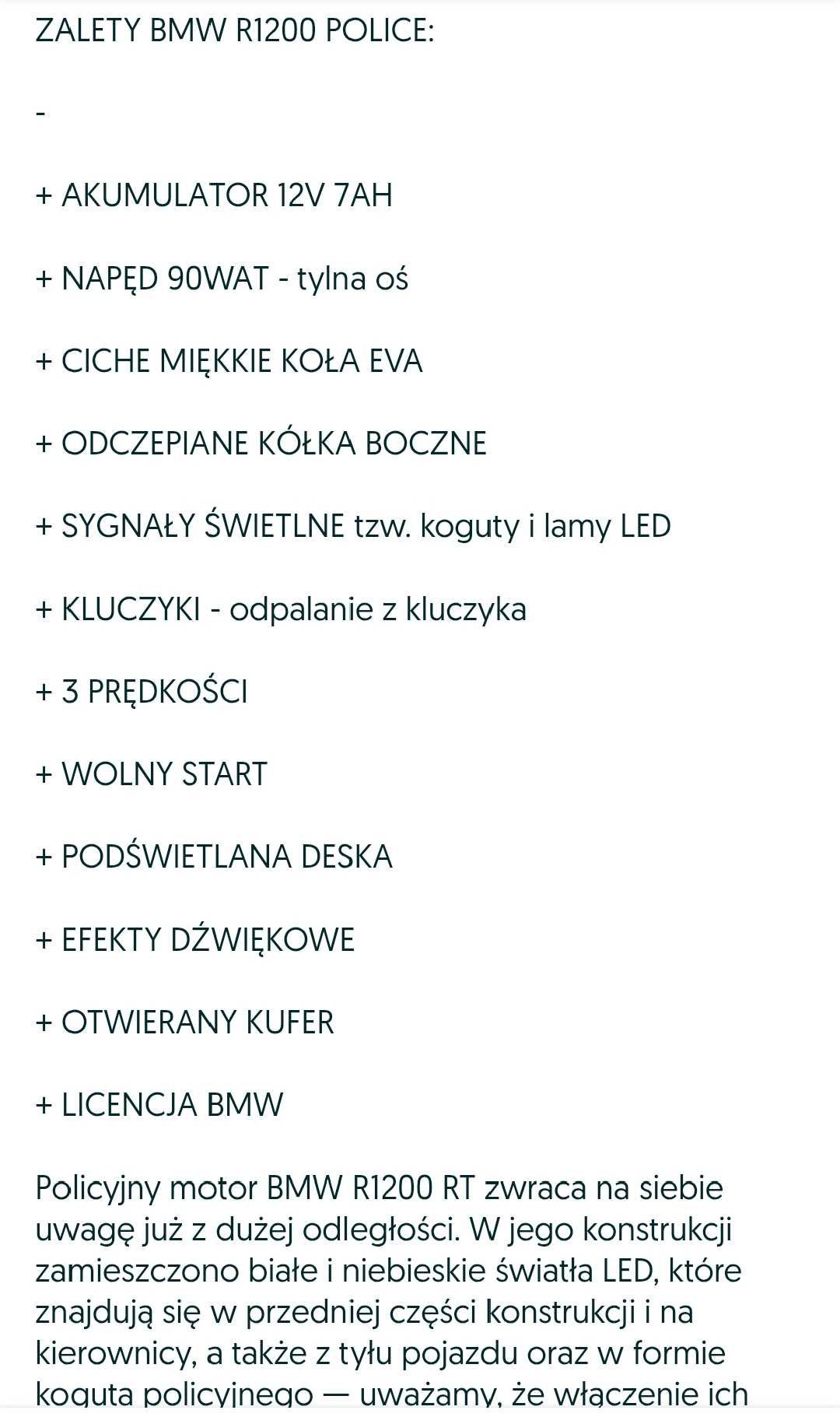 Motor policyjny na akumulator