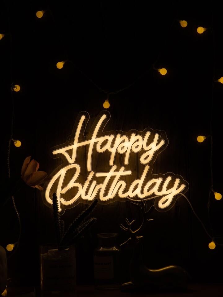 Napis LED Happy birthday Żółty