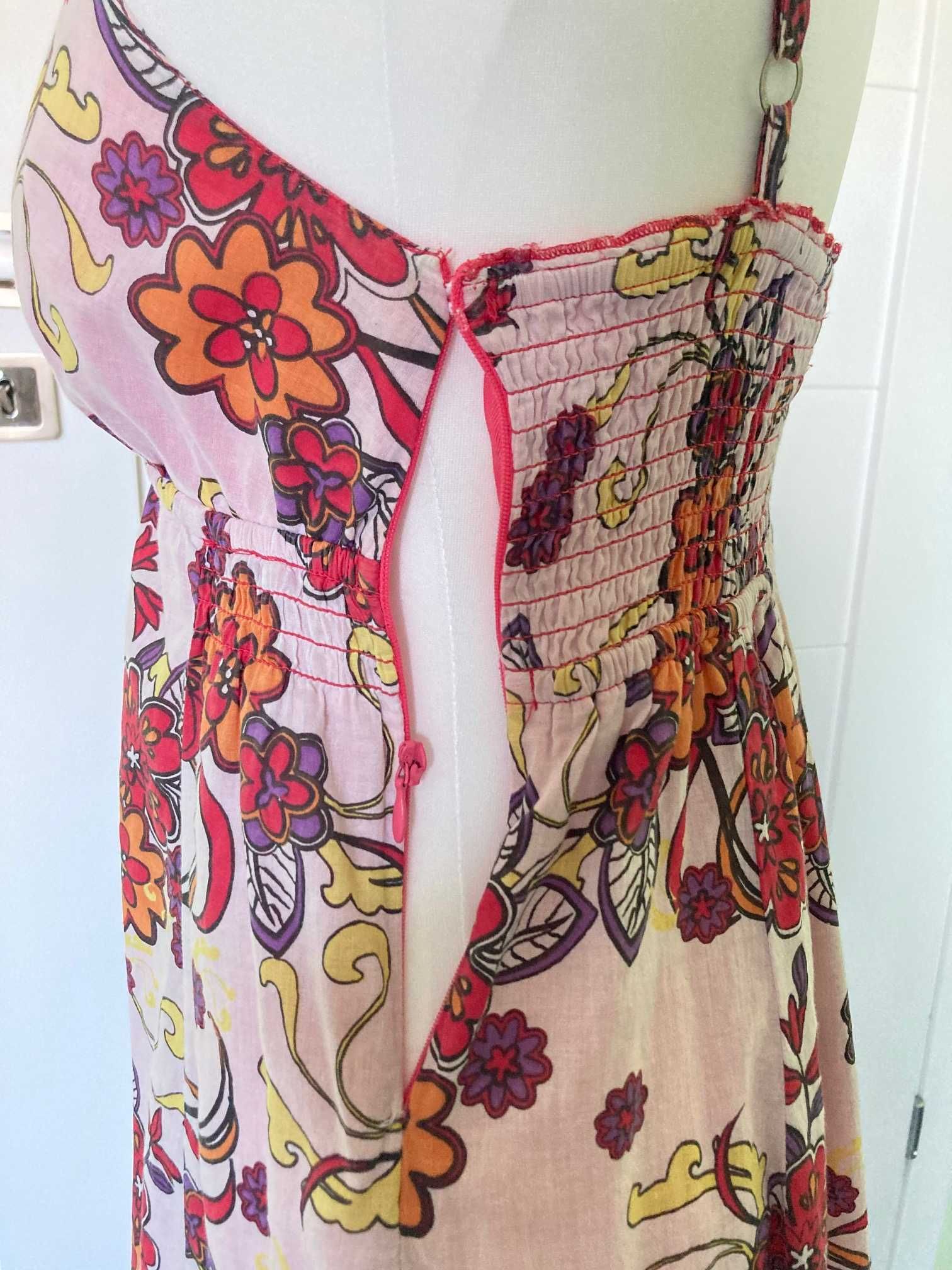 Śliczna kolorowa midi sukienka Edc by Esprit bawełna kwiaty