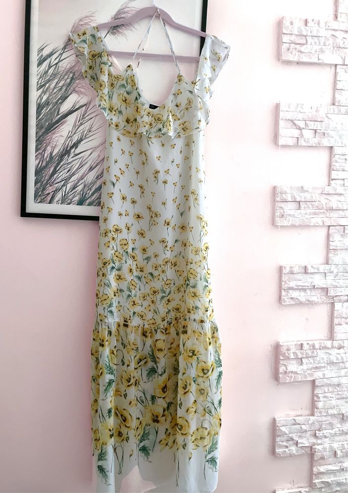 Długa sukienka w kwiaty boho - Zara