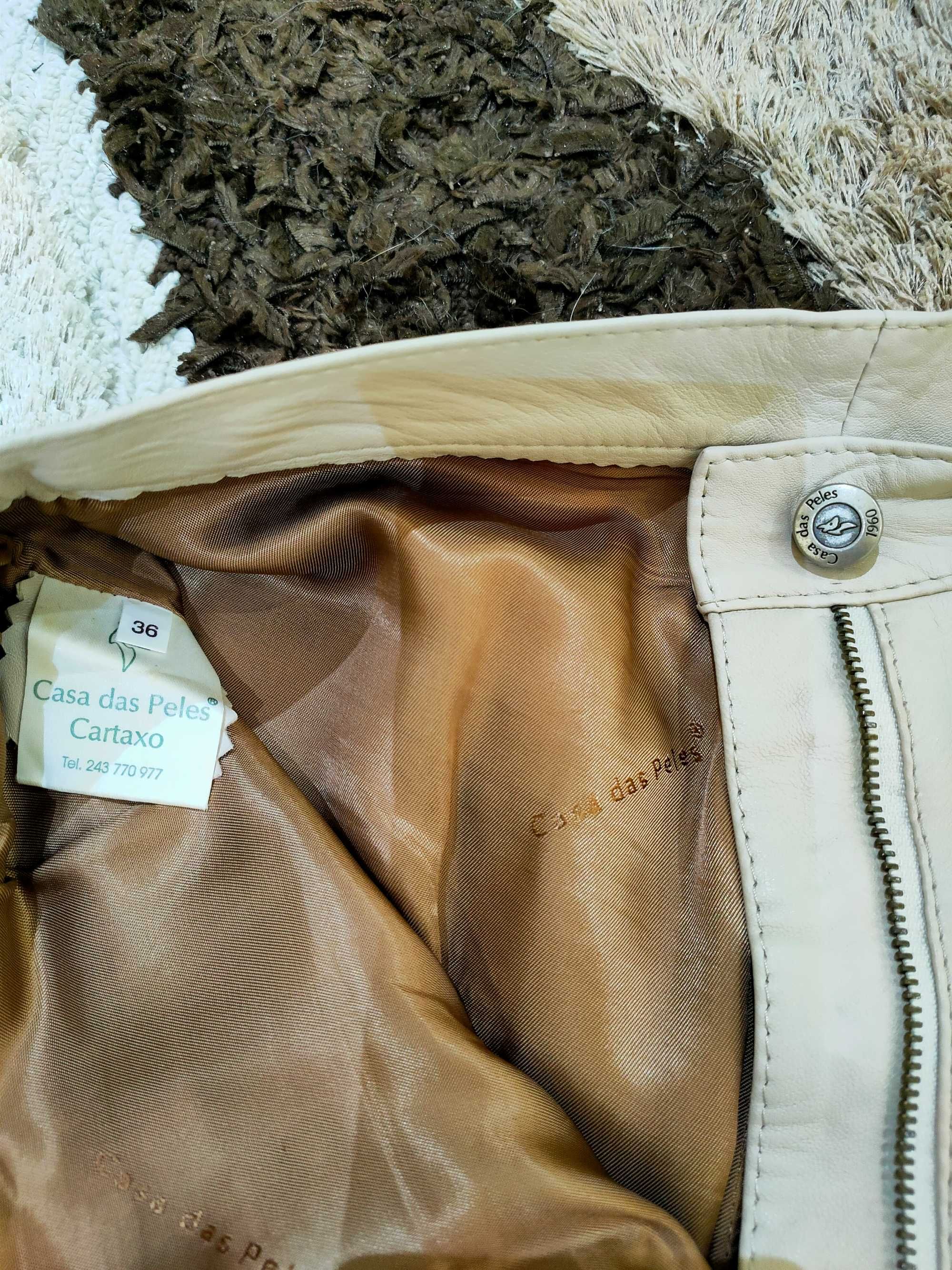 Calças em pele de marca