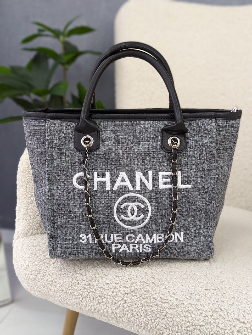 Женская сумка шоппер Chanel текстильный Шанель шопер
