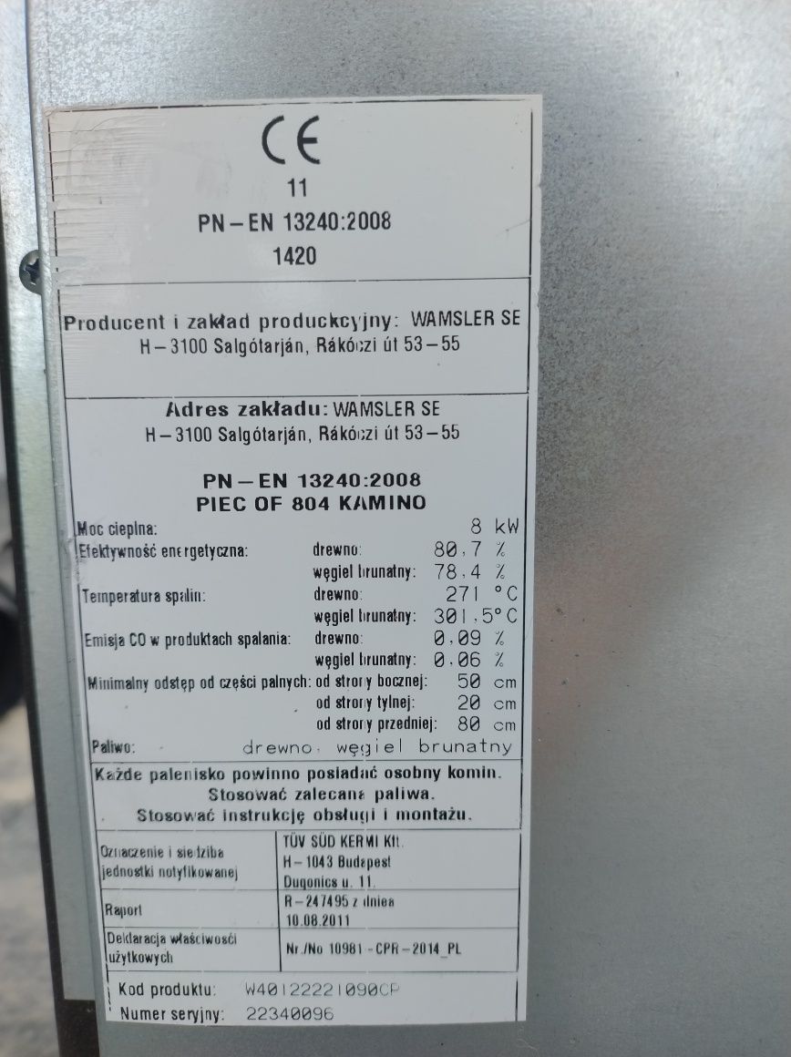 Piec kominkowy Kamino 8 Kw