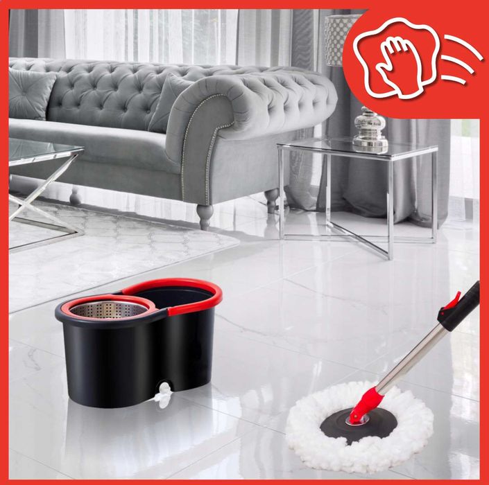 MOP OBROTOWY ROTACYJNY Z WIADREM dwukomorowym wkłady+gratis gąbki