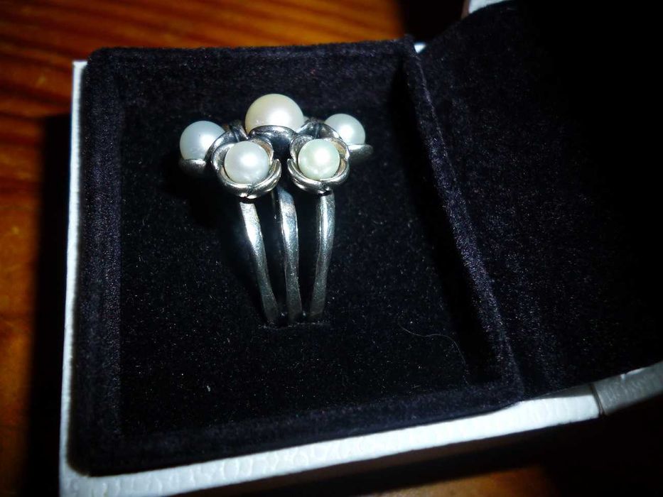 Pandora original Anel com pérolas medida 52