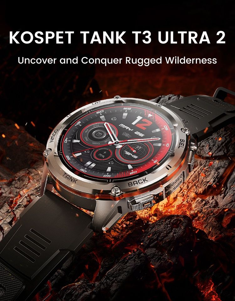Новинка! Kospet TANK T3 Ultra 2. Тактические смарт часы +Compass+GPS