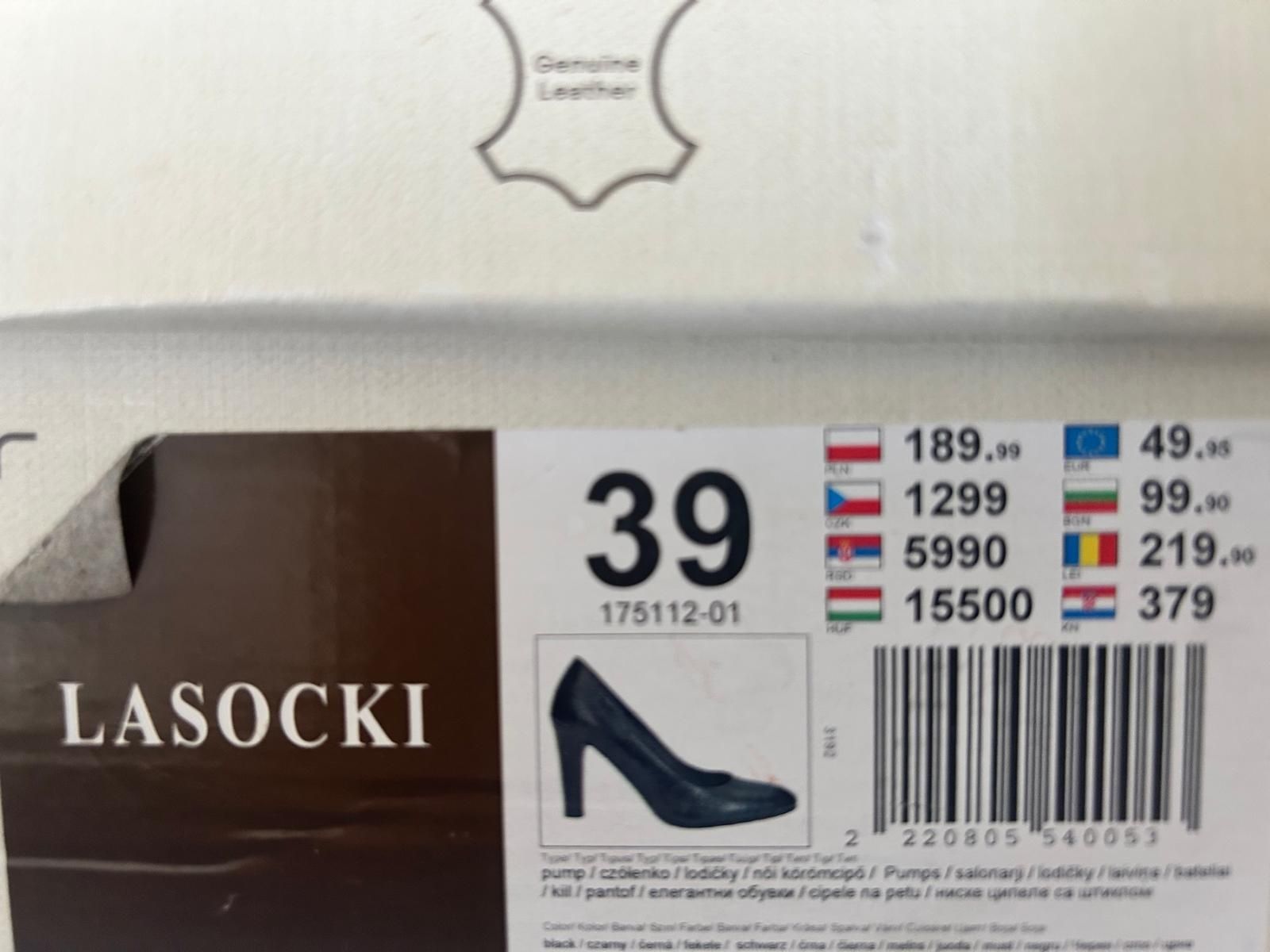 Czarne czółenka buty na obcasie Lasocki rozm 39