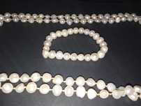 Colar e pulseira de pérolas de rio verdadeiras