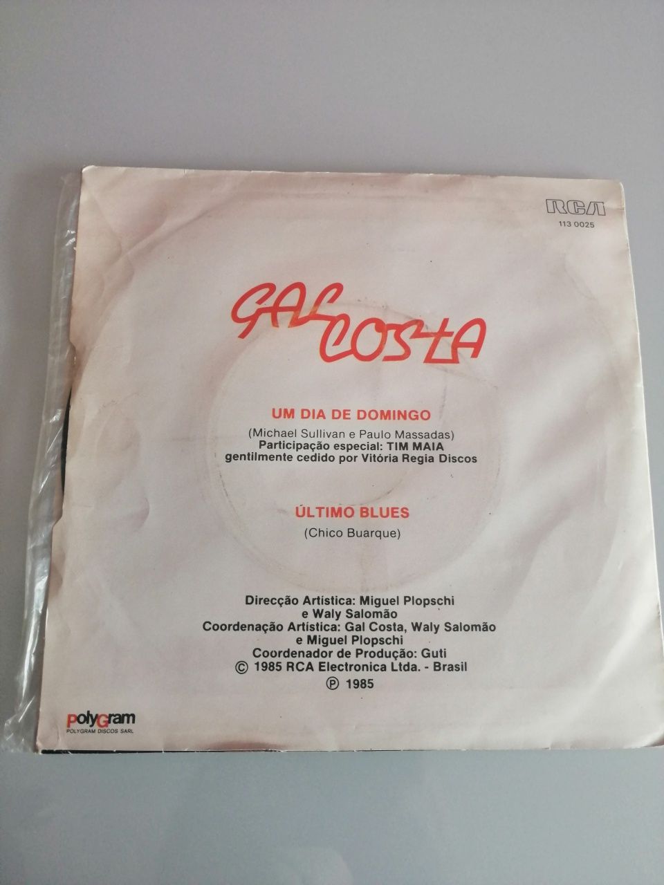 Disco single de vinil Gal Costa 1985
