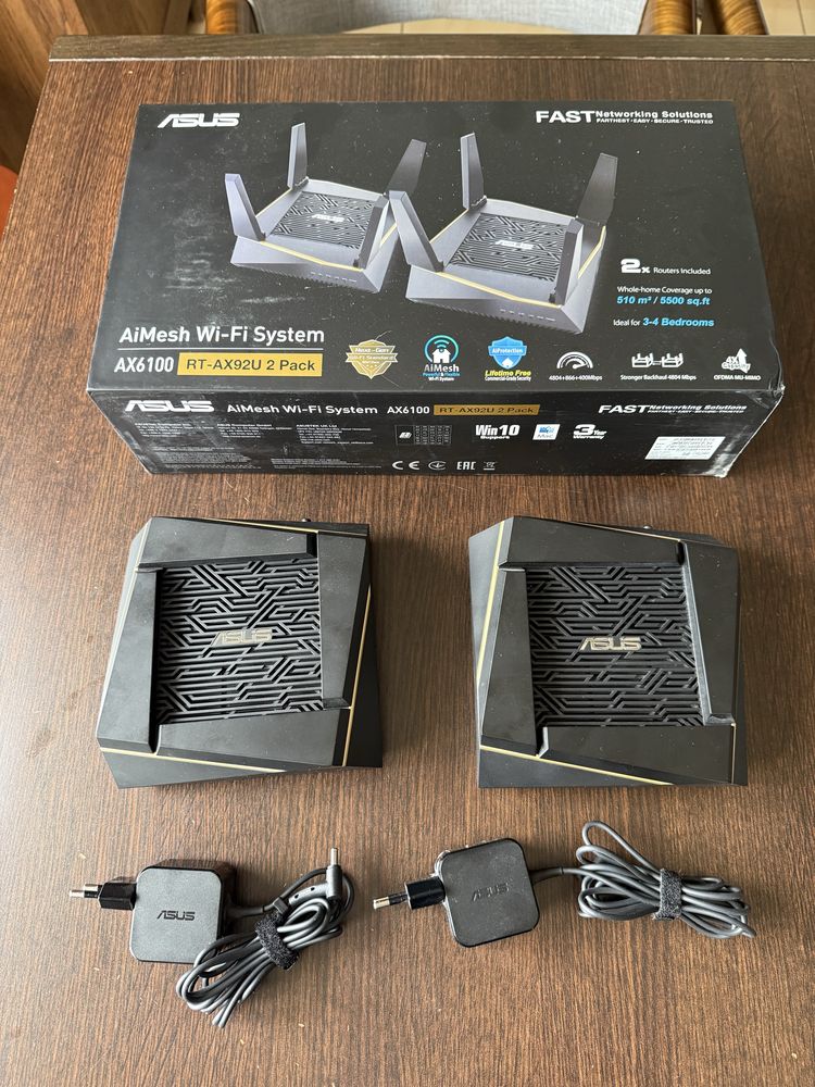 Zestaw 2 x router ASUS AX6100 (RT-AX92U) AiMesh, Wi-Fi 6