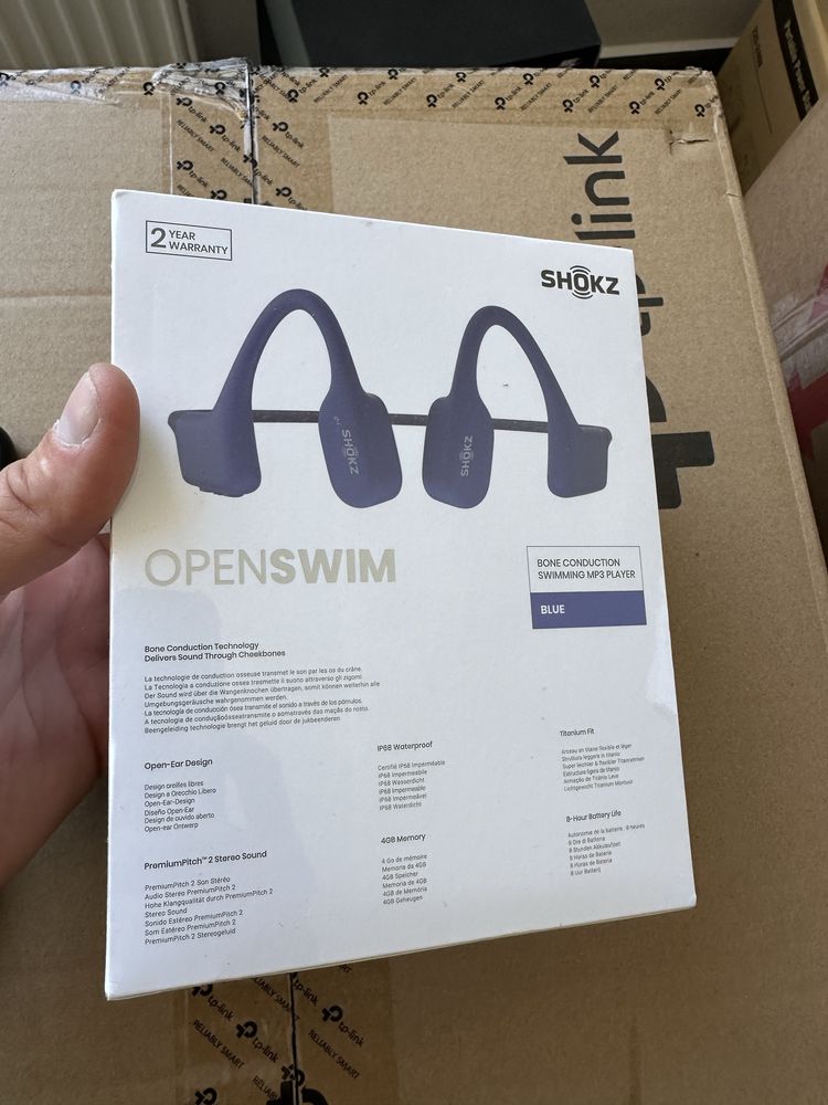 NOWE!!Słuchawki bezprzewodowe z przewodnictwem kostnym Shokz OpenSwim