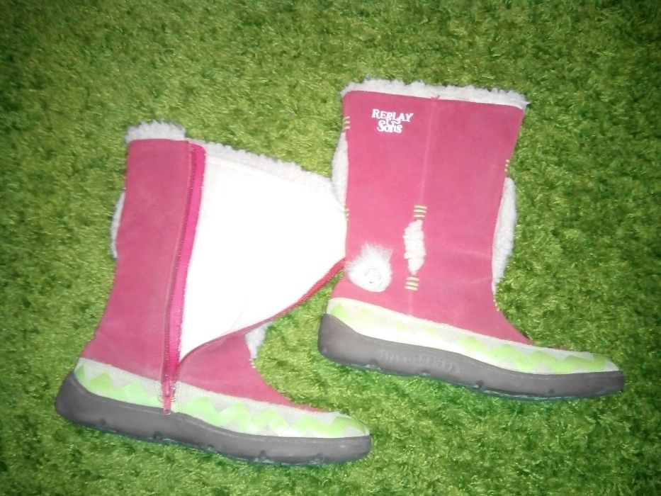 сапоги новые кожа замша бренд REPLAY&SONS красные