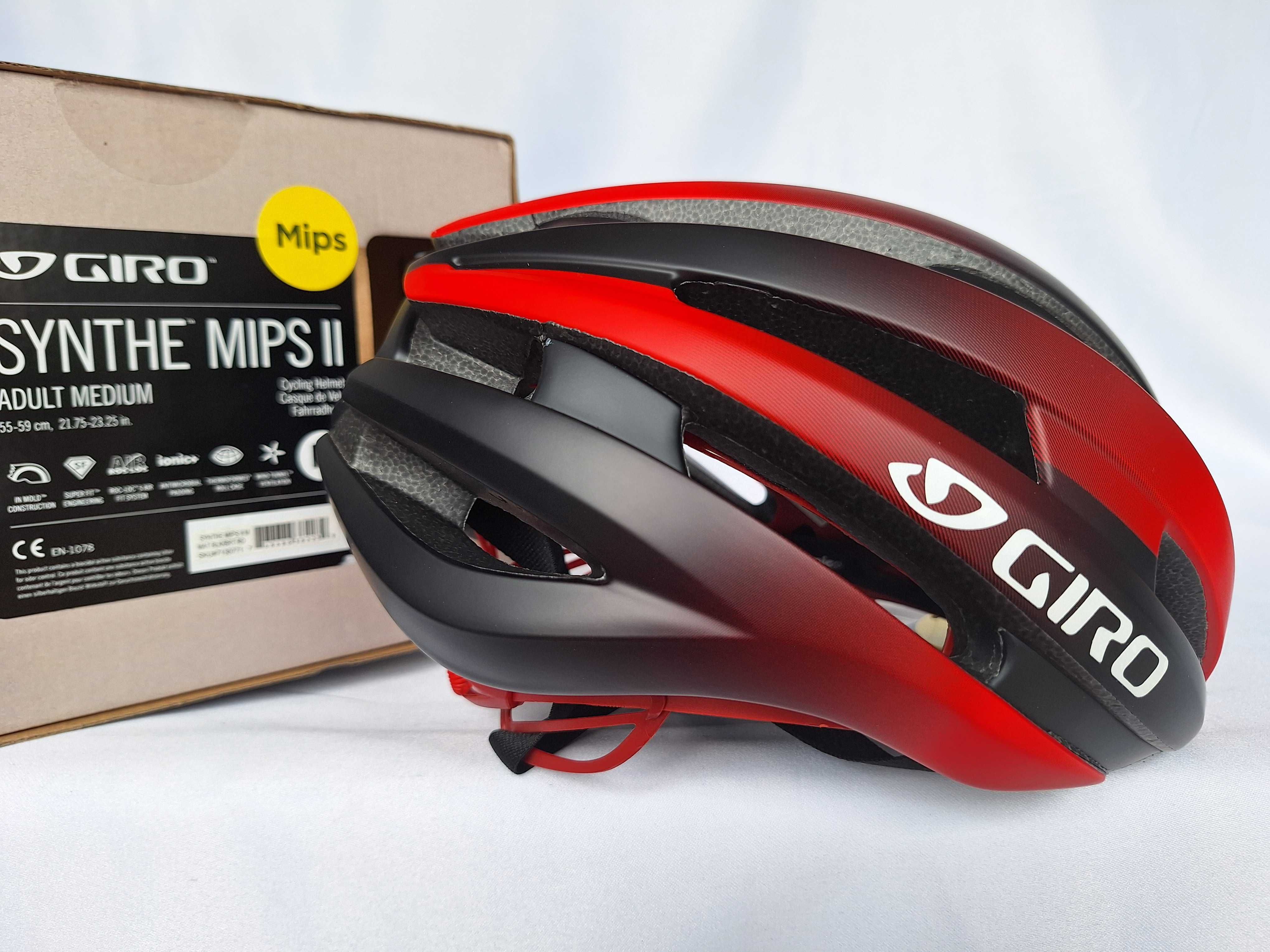 Kask rowerowy Giro Synthe Mips II Matte Black Bright Red S 51-55cm