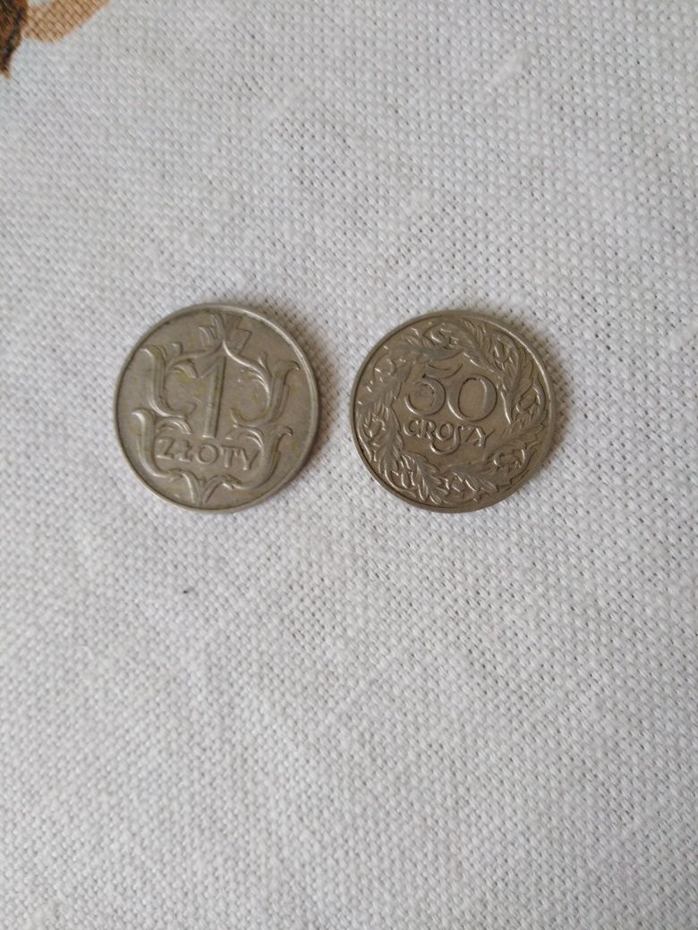 Stare monety z 1923 roku 50 gr i 1 złotych