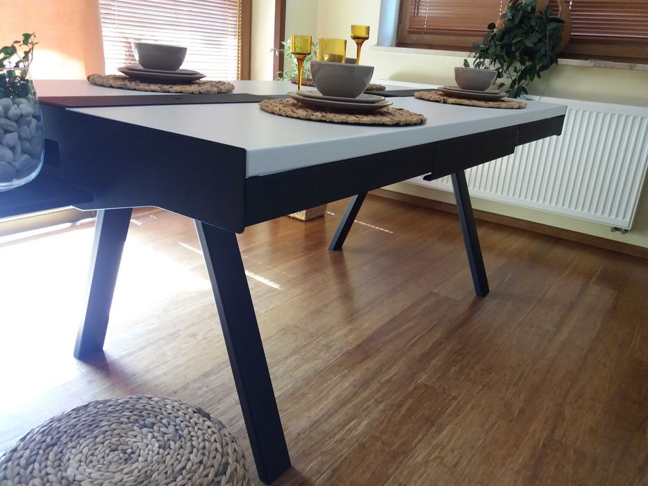 Stół 180x100 - dwa blaty, masywny, konstrukcja stalowa (nowy)