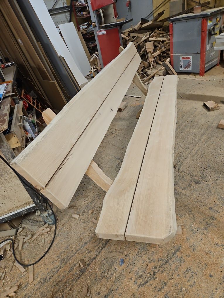 Meble ogrodowe debowe stół ławki dębina rzeźbione solidne