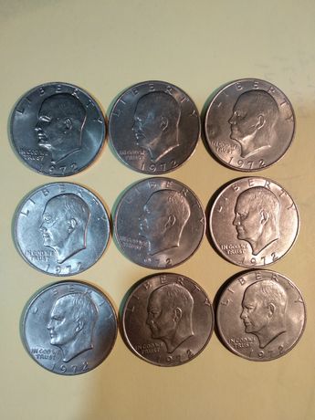 Moedas de 1 dólar Eisenhower 1972P e D