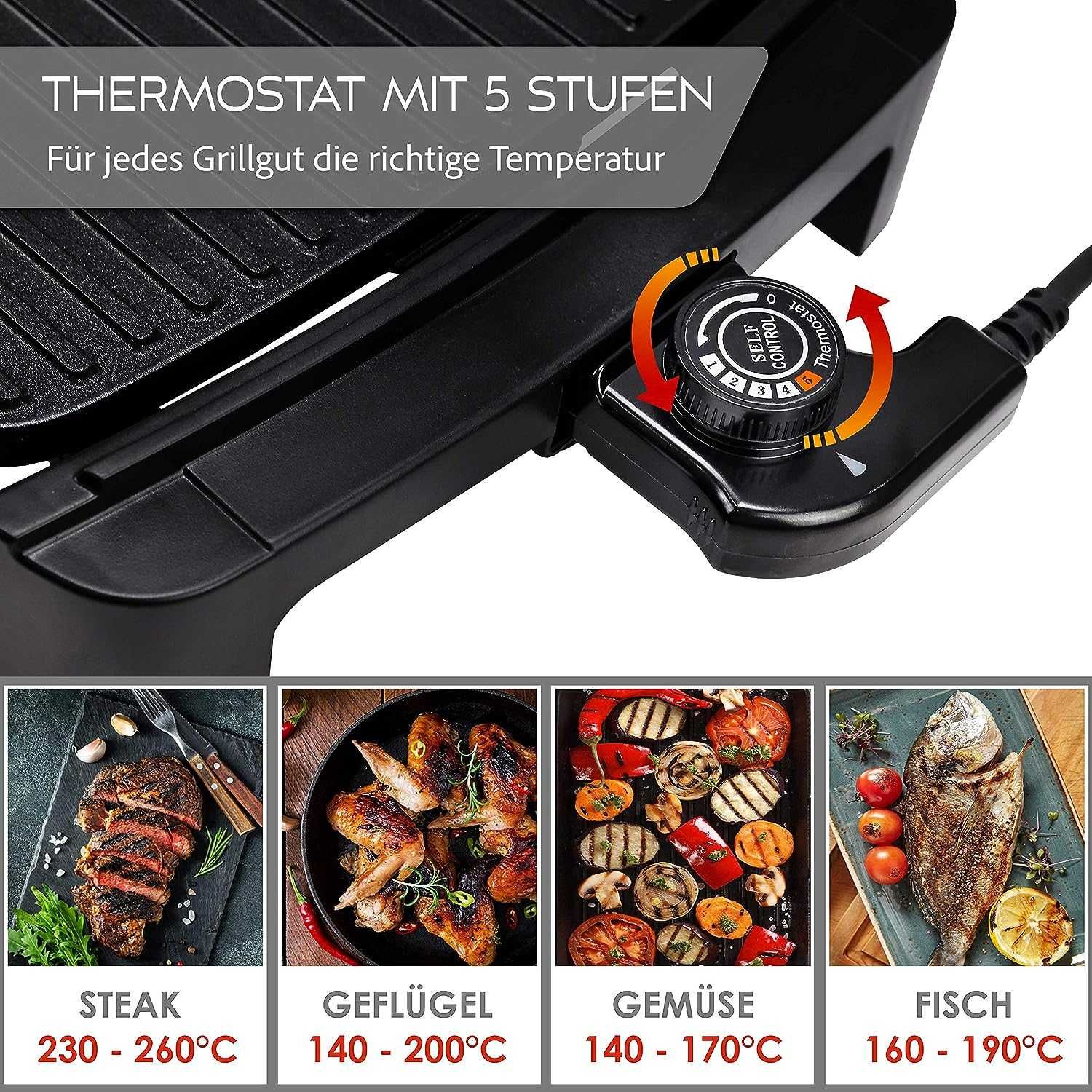 LEBENLANG Grill elektryczny z TUV i GS 2200 Watt
