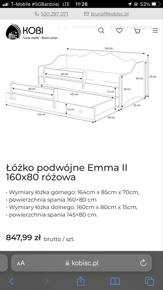 Łóżko podwojne EMMA