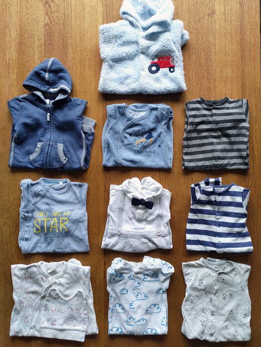 Paczka 10 pajacyków niemowlęcych r.56 (zestaw zimowy)