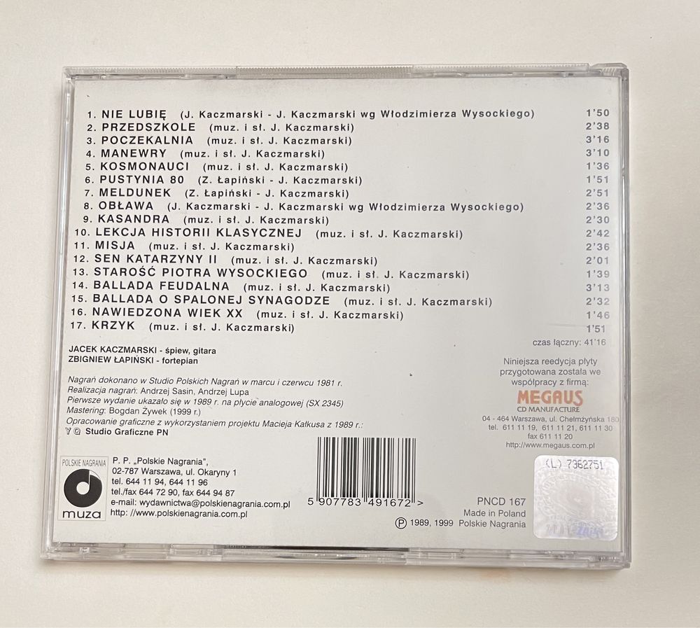 Jacek Kaczmarski Zbigniew Łapiński Krzyk cd PN Muza 1999