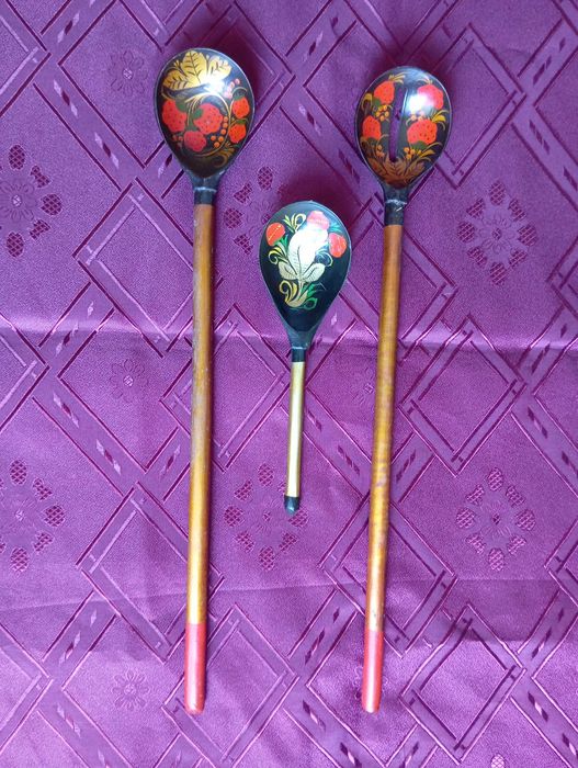 Ложки декоративные деревянные петриковская роспись (Сувенирные СССР)