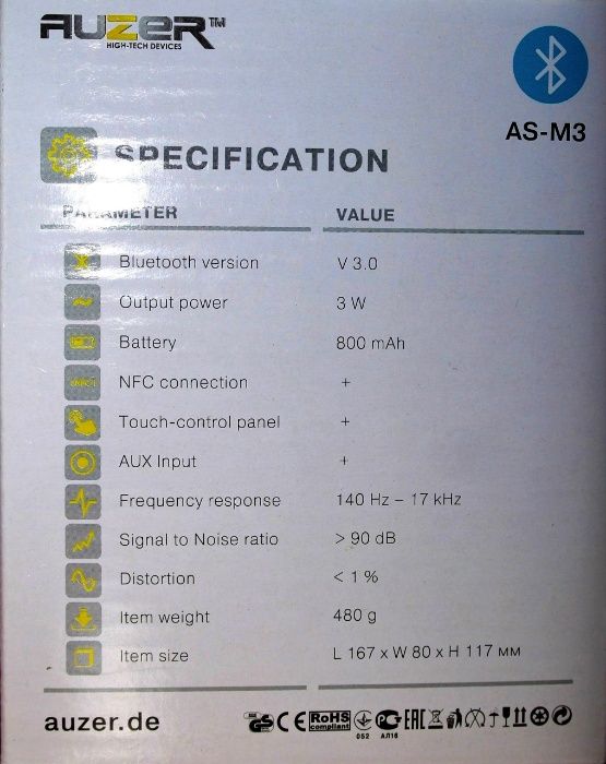 Портативная колонка Auzer AS-M3