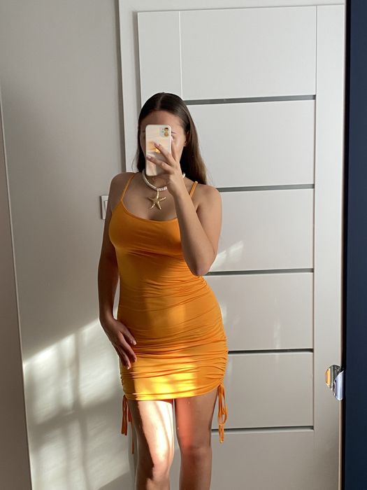 Pomarańczowa mini sukienka Tally Weijl (M)