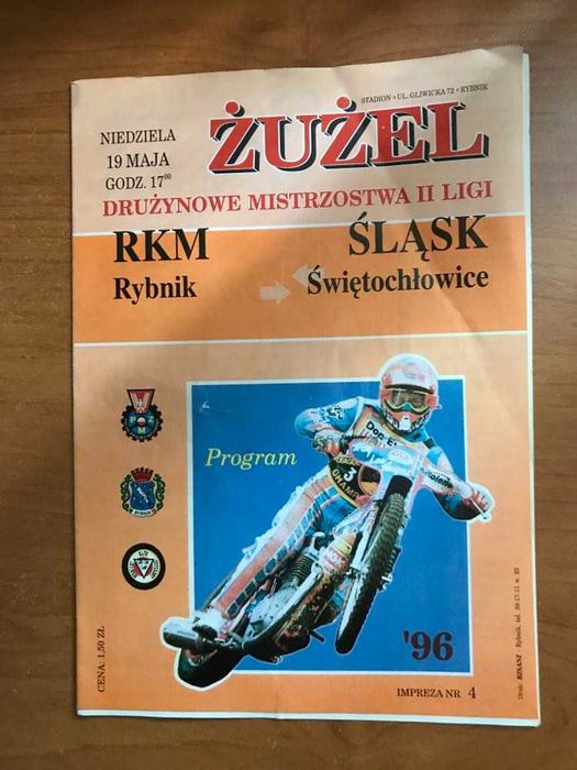 Program żużlowy DMP II ligi Row Rybnik - Śląsk Świętochłowice [1996r.]
