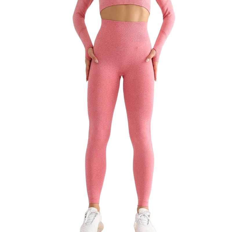 2268 Legginsy Sportowe PUSH UP Modelujące Wysoki Stan Z Marszczeniem M