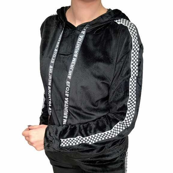 6 KOLORÓW Komplet dres welurowy bluza + spodnie TU S/M kolor CZARNY