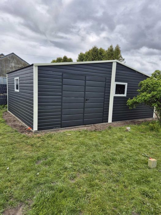 Garaż blaszany na budowę 3x5 4x5 Wzmocniony Trapez BLACHY-Producent