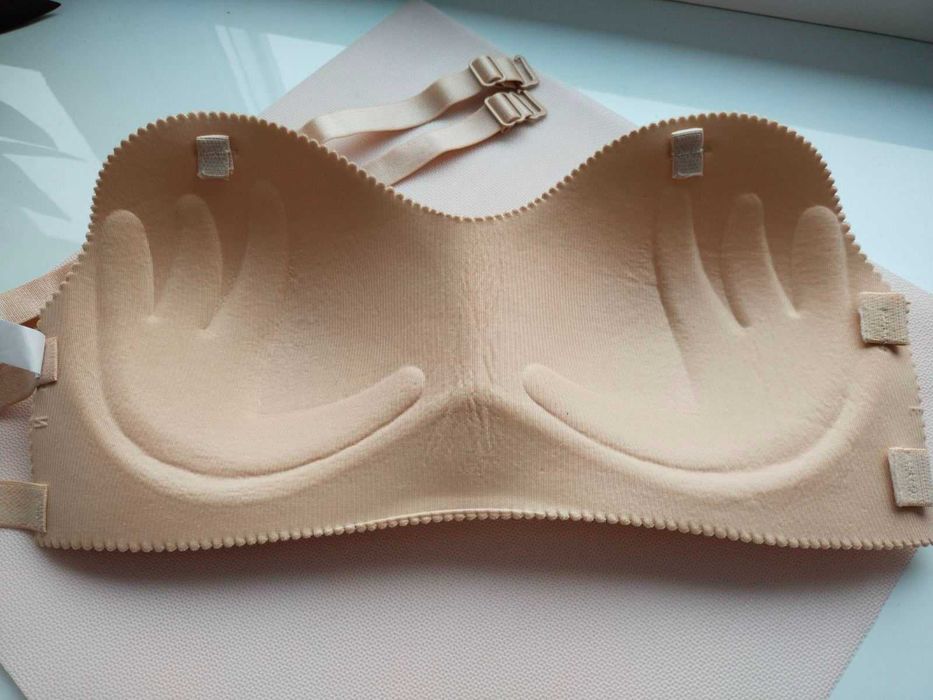 Бюст погруддя бежевий під сукню з відкритим верхом з 2 видами бретелей