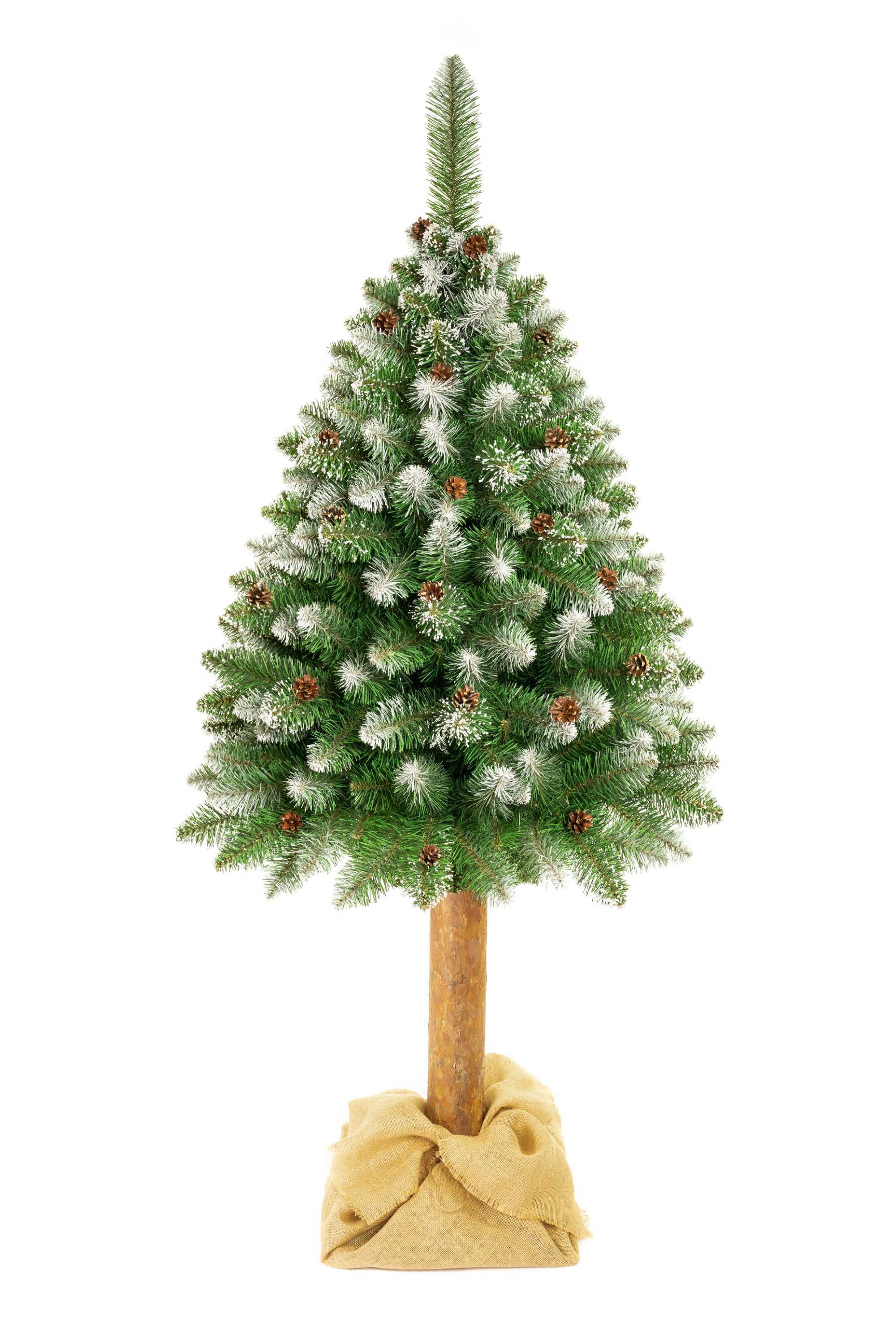 Choinka Sztuczna na pniu 180cm; Ośnieżona, Gęsta