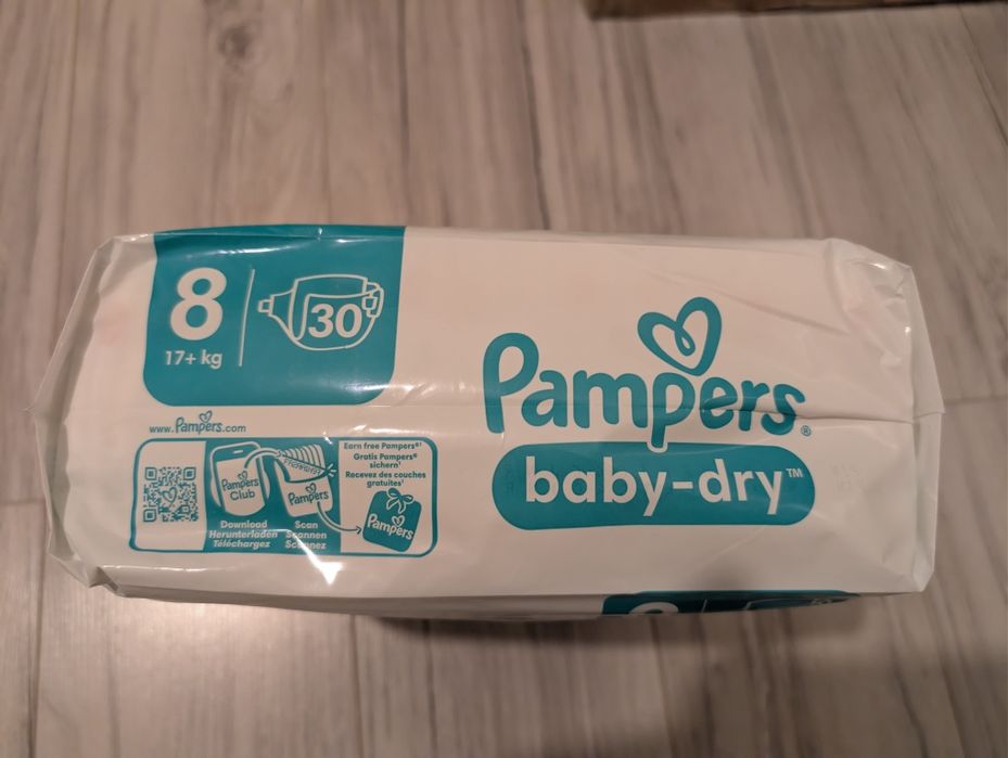 Pieluchy pampers baby-dry 8, opakowanie 30 sztuk